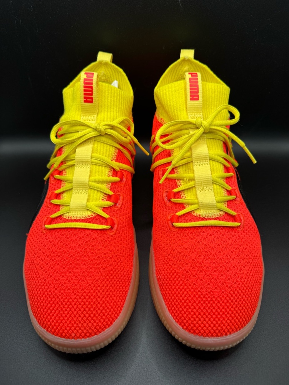 Puma Clyde Court Neon Orange Sneakers Men’s 10 Women’s 11.5 Glow Sole High Top - Picture 9 of 17